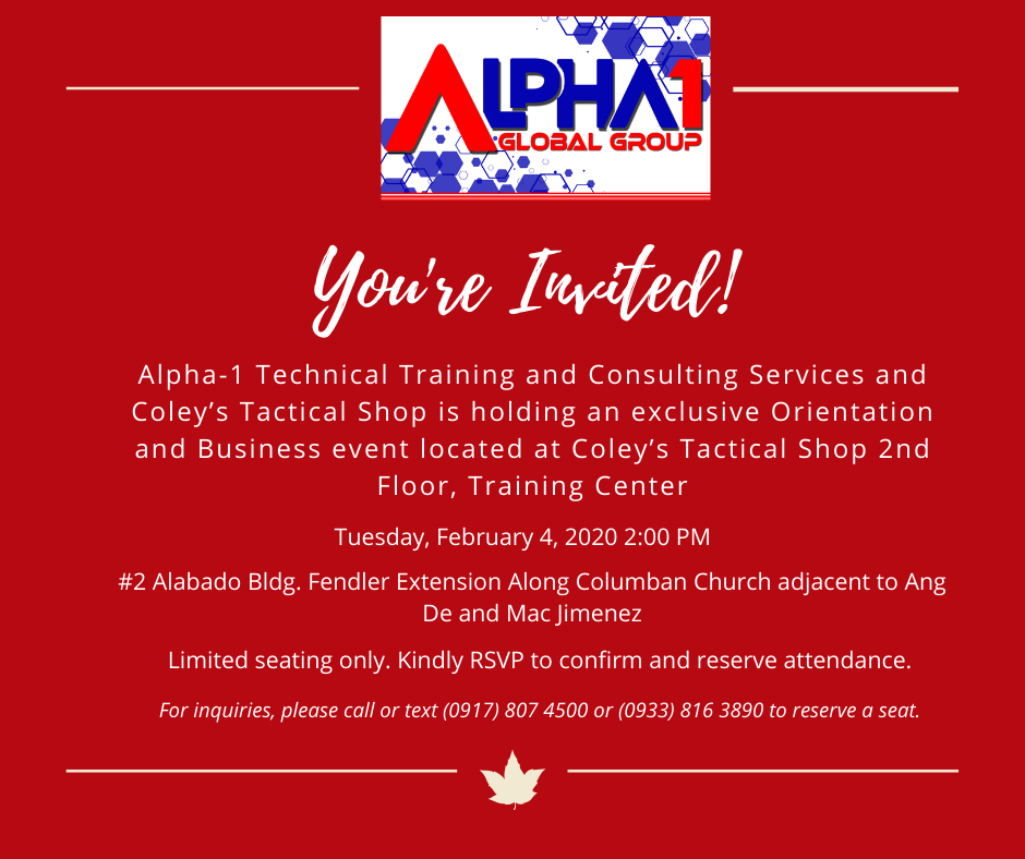 Alpha-1 Technical Training and Consulting Services Meet and Greet